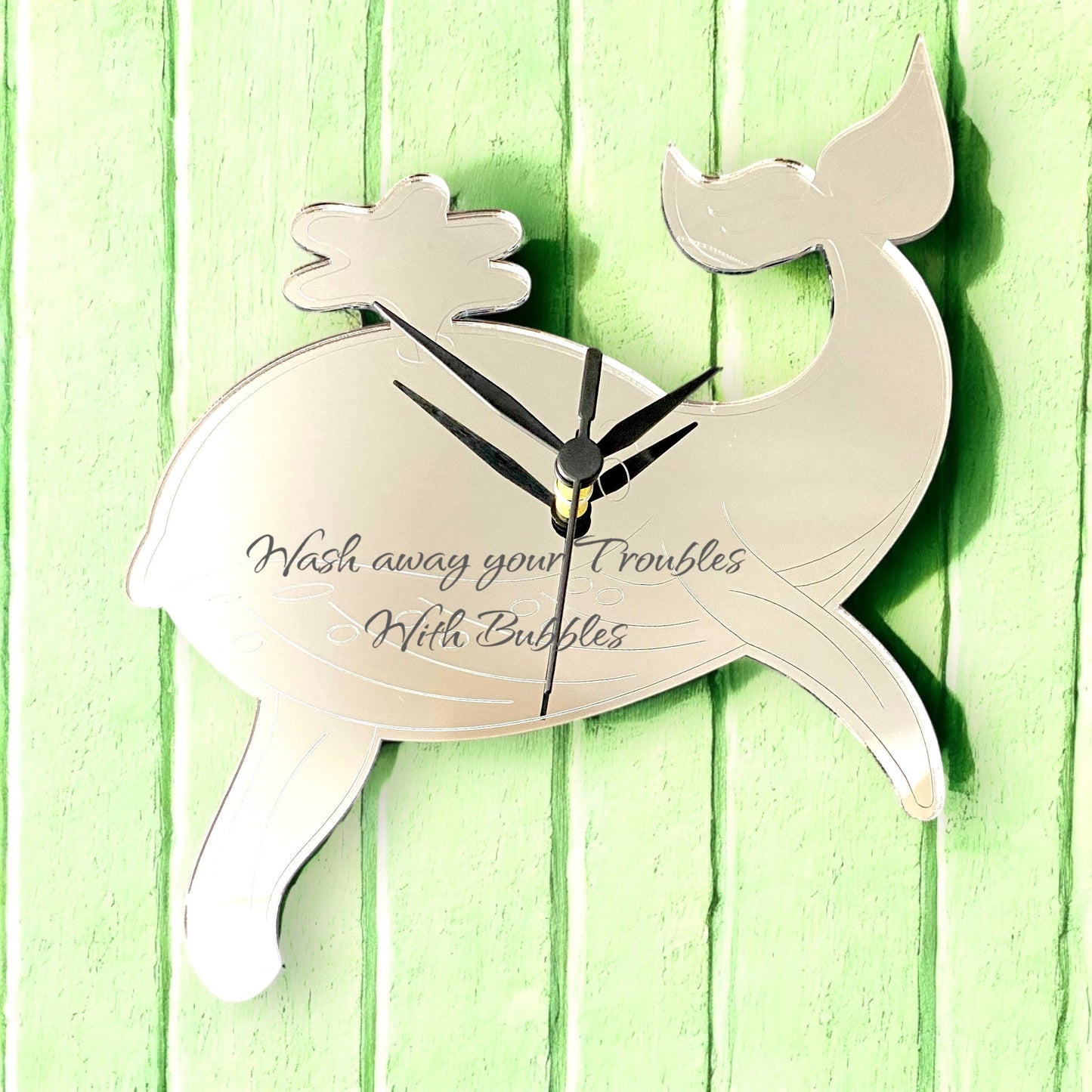 Etched Whale Shaped Clocks - Many Colour Choices