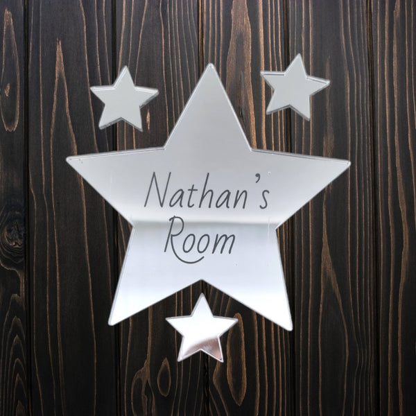 Personalised Mirrored Door Signs (Many colour and shapes available)