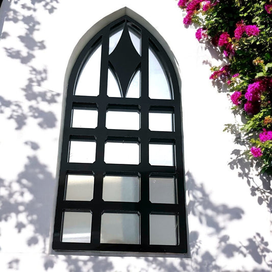 Gothic Arch Diamond Framed Garden Mirror