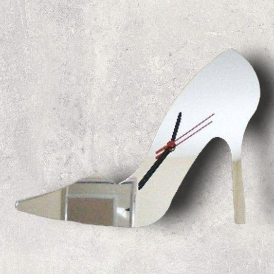 High Heeled Shoe Acrylic Clock Many Colours Available (Bespoke Shapes and Sizes Made)