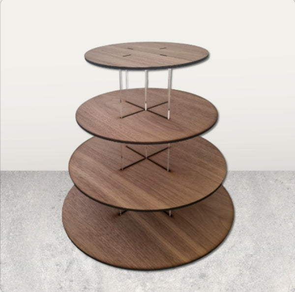 Multi Tier Wood Round Cake Stand for Weddings & Celebrations - Engraving Available