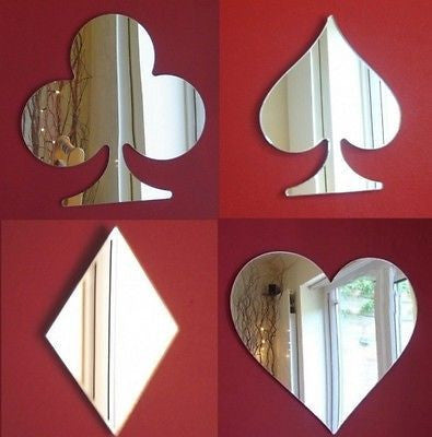 Heart, Diamond, Spade & Club Acrylic Mirror Set