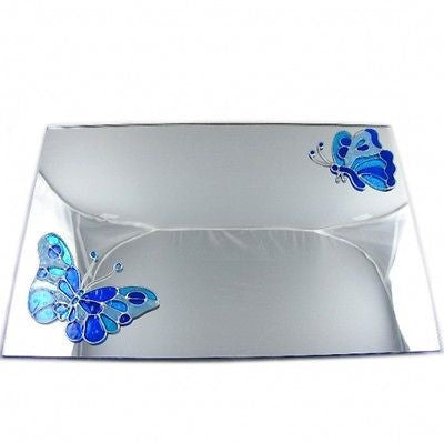 Stained Glass Effect Blue Butterflies Mirror