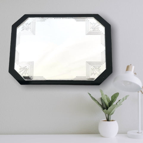 Rectangular Art Deco Etched Fan Shaped Mirrors with a Colour Frame of your choice & Hooks