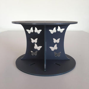 Butterfly Design Round Wedding/Party Cake Separator - Graphite Grey