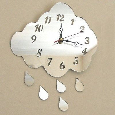 Cloud & Raindrops Shaped Clocks - Many Colour Choices
