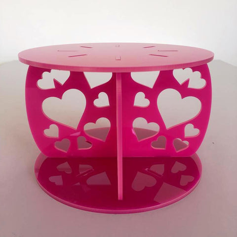 Heart Design Round Wedding/Party Cake Separator - Pink