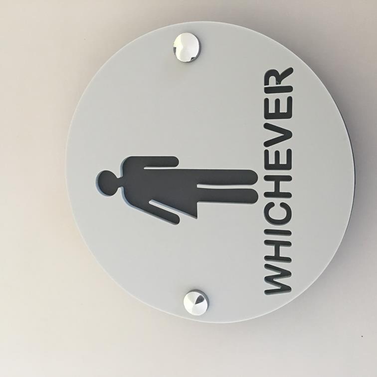 Round Whichever Toilet Sign - Light Grey & Graphite Mat Finish
