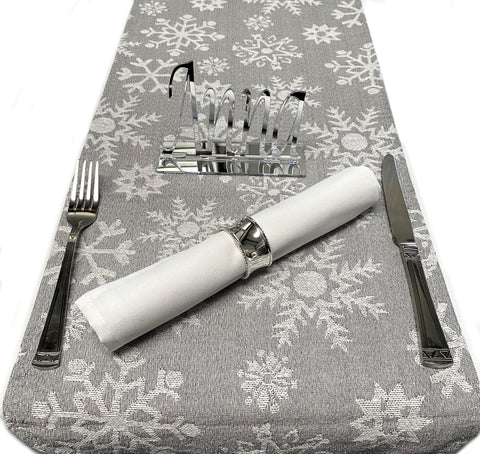 Silvery Grey & White Snowflake Christmas Table Runners