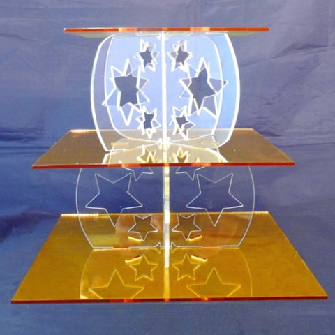 Three Tier Star Design Square Cake Stand
