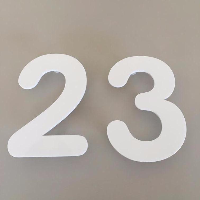 White Gloss, Floating Finish, House Numbers - Rounded