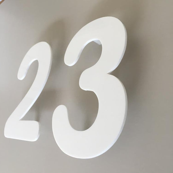 White Gloss, Floating Finish, House Numbers - Rounded