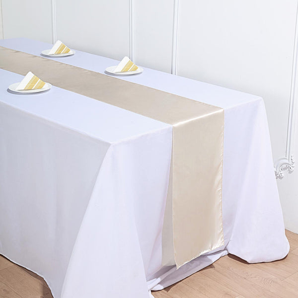 Beige Satin Smooth Table Runners