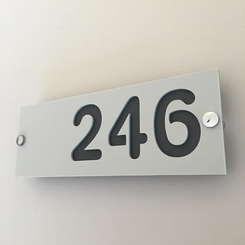 Rectangular Number House Sign - Light Grey & Graphite Matt Finish
