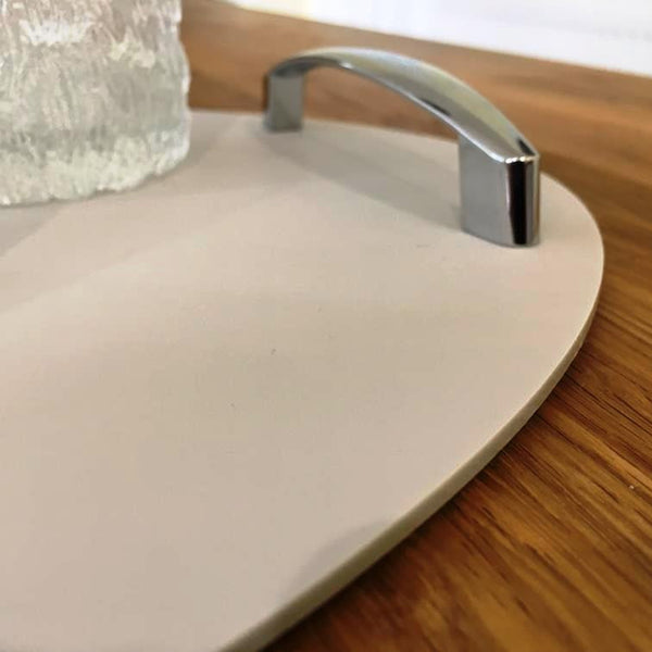 Oval Serving Tray with Handle - Light Grey