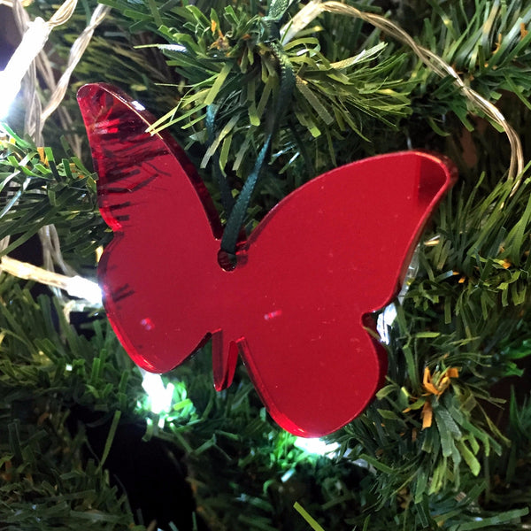 Butterfly Christmas Tree Decorations Mirrored