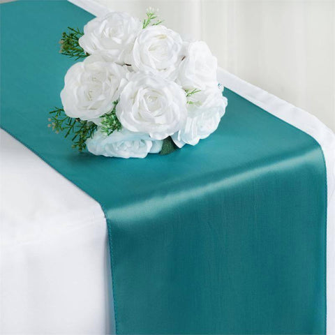 Peacock Teal Satin Smooth Table Runners