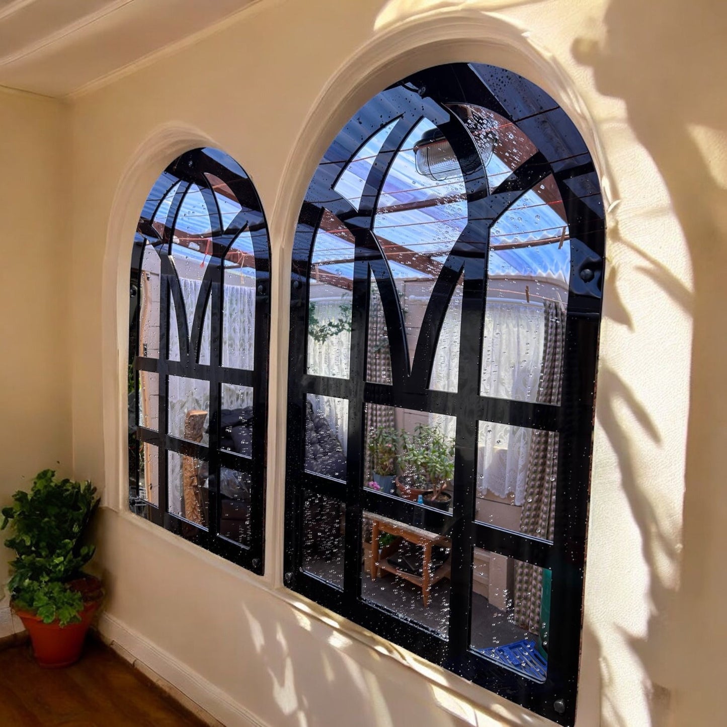 Pair of Victorian Arch Garden Mirrors