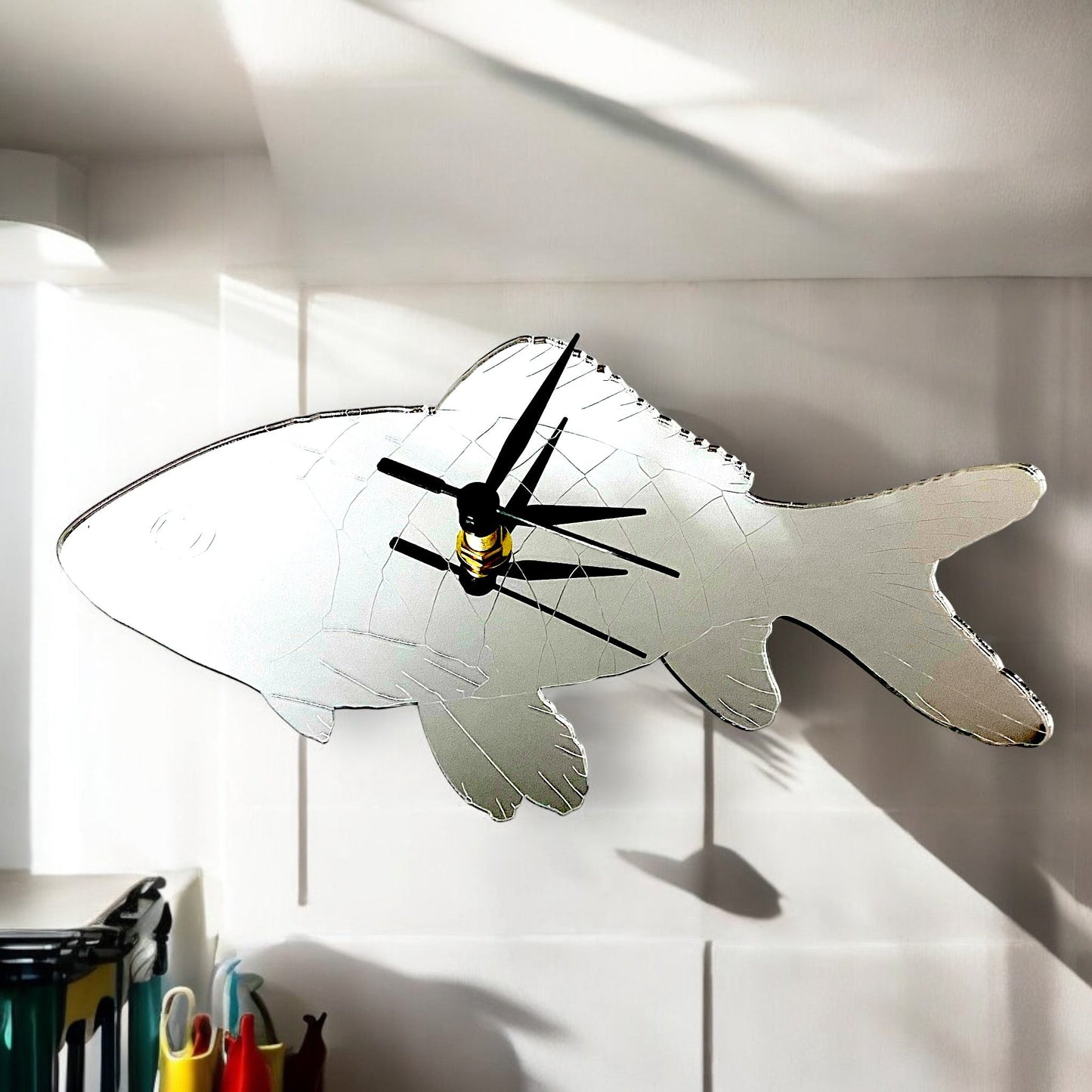 Etched Fish Shaped Clocks - Many Colour Choices