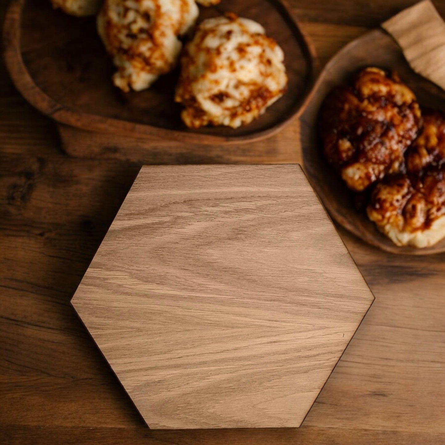 Hexagon Placemats & Coasters - Wooden Colours