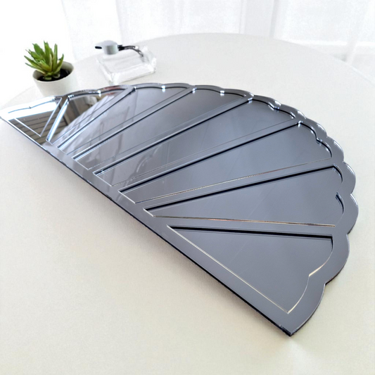 Art Deco Fan Silver Mirror on Mirror Acrylic Frame