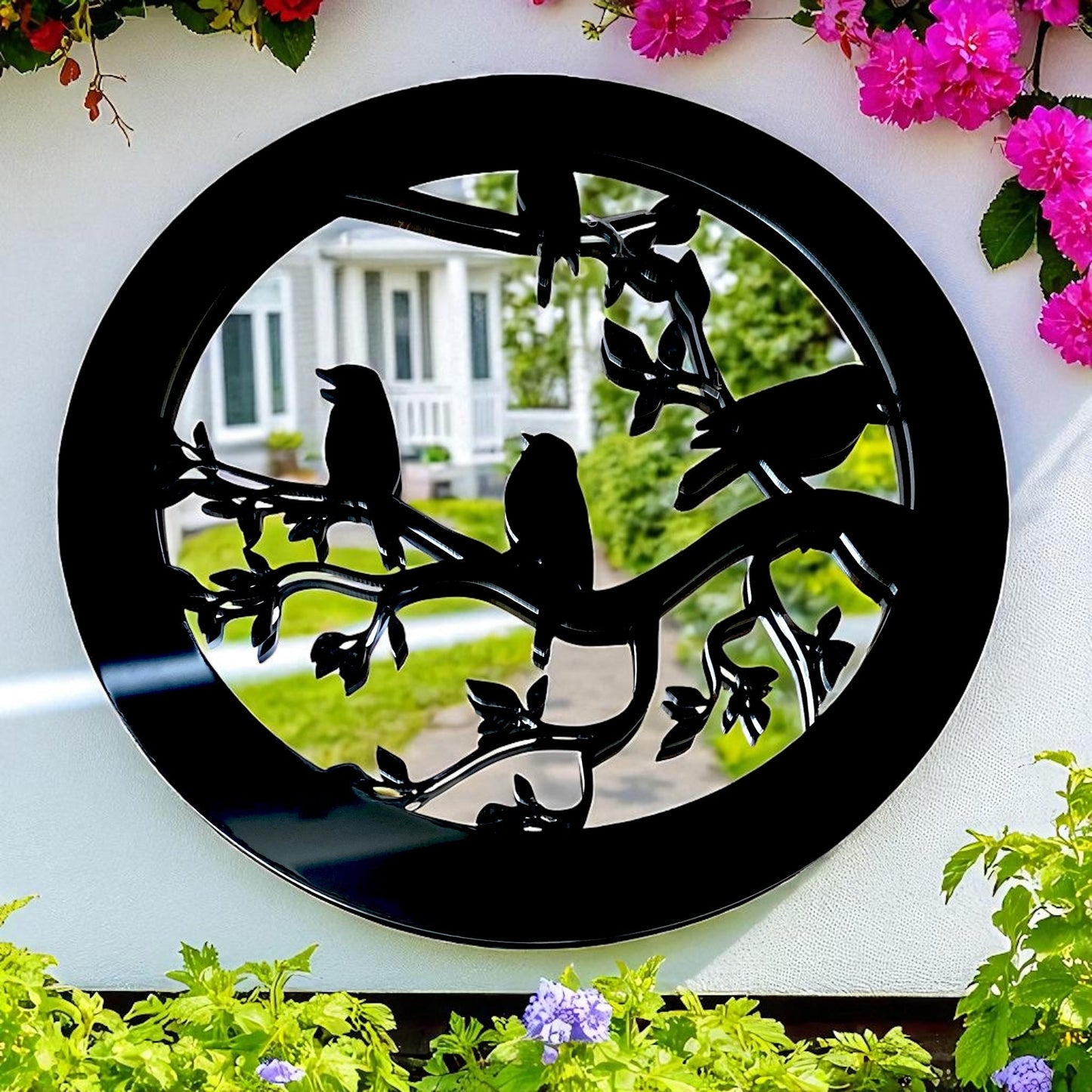 Birds Round Garden Mirror