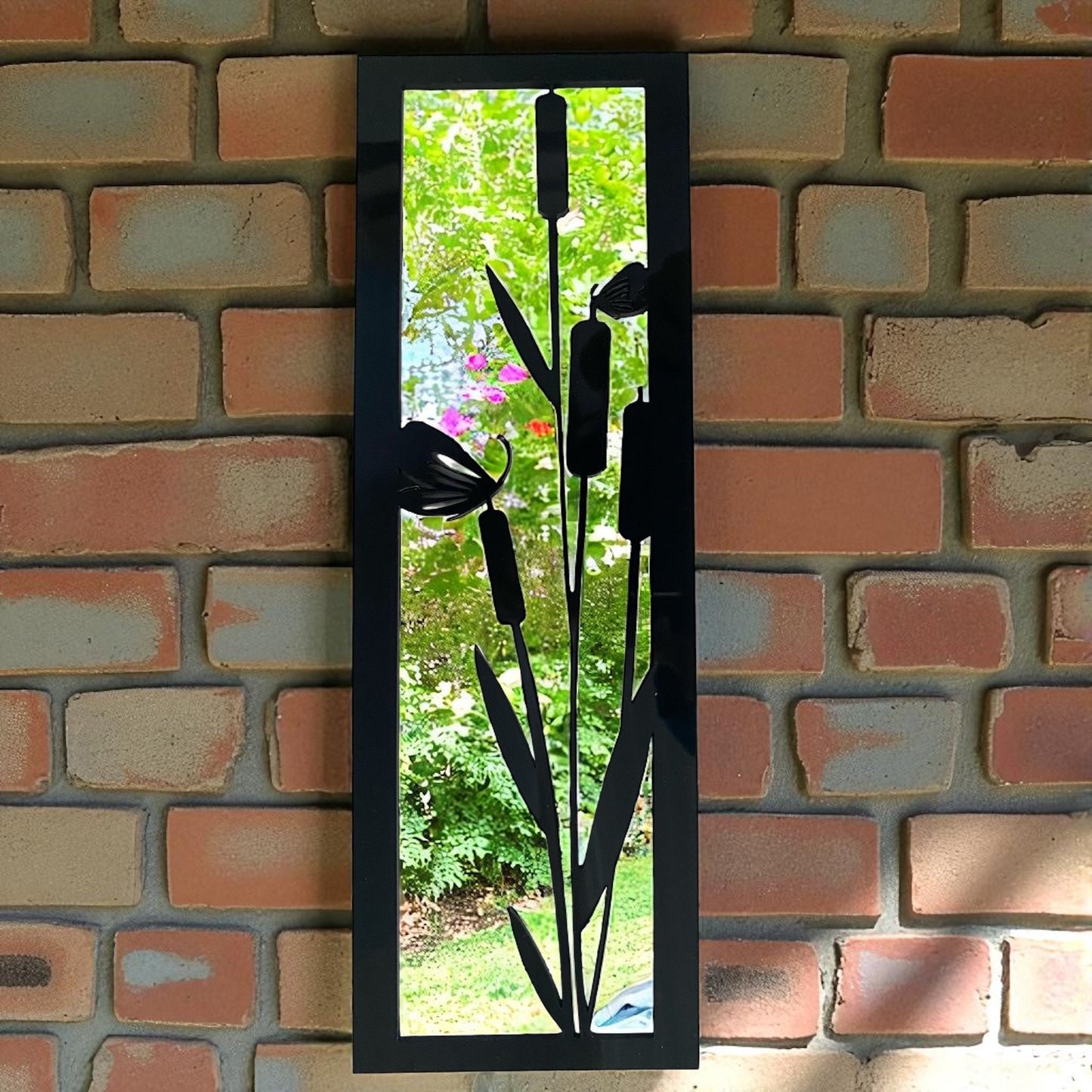 Bulrushes Rectangular Framed Garden Mirror