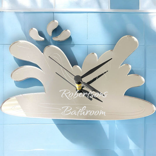 Etched Wave Splash Shaped Clocks - Many Colour Choices