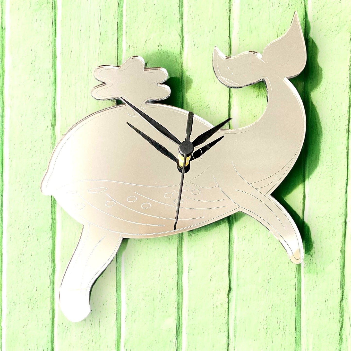 Etched Whale Shaped Clocks - Many Colour Choices