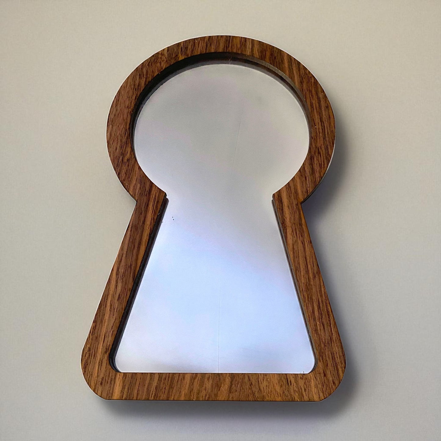 Wood Framed Keyhole Mirror