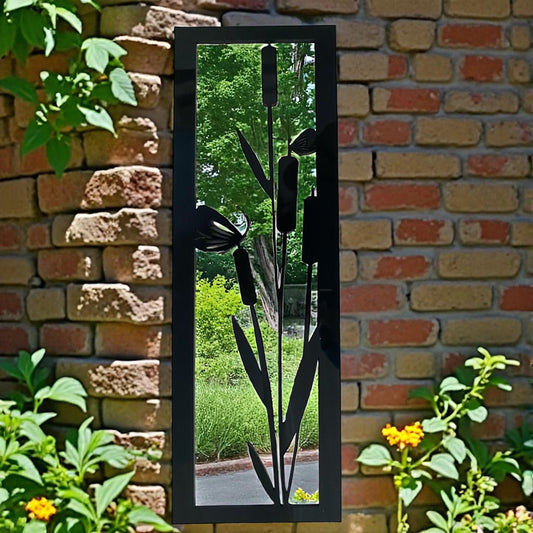 Bulrushes Rectangular Framed Garden Mirror