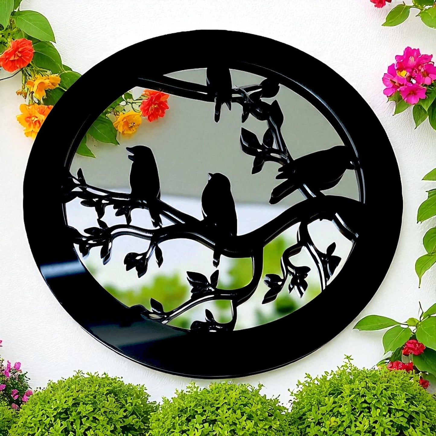 Birds Round Garden Mirror