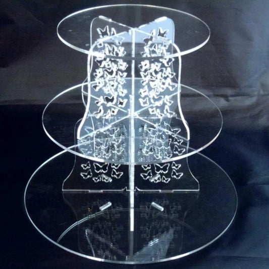 Three Tier Butterfly Design Round Cake Stand