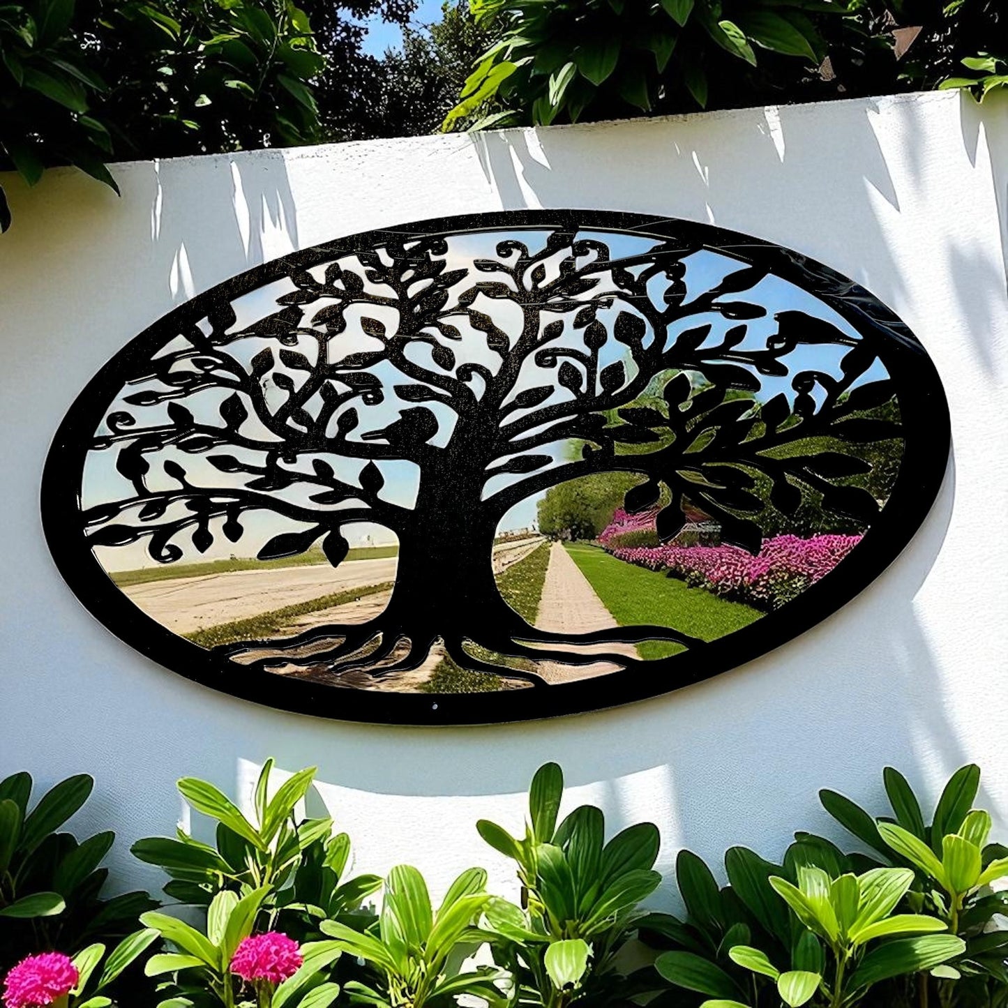 Oval Tree of Life Garden Mirror