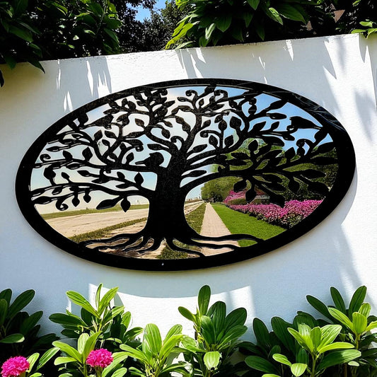 Oval Tree of Life Garden Mirror