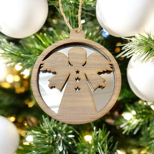 Angel Christmas Decoration - Wood and Mirror