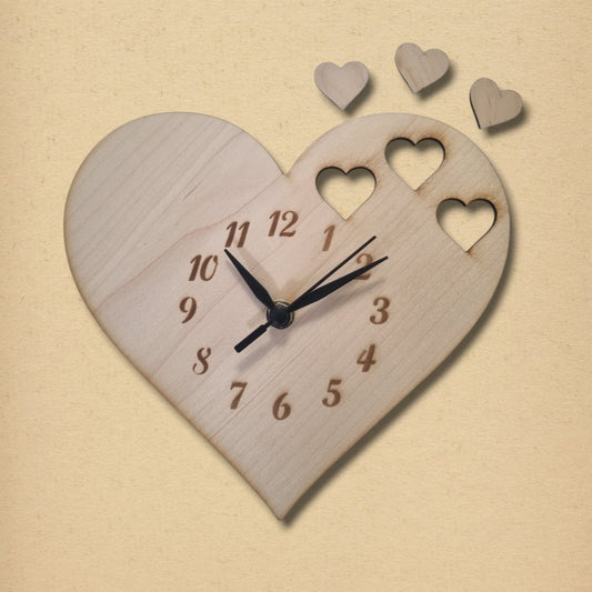 Hearts Clock - Wooden