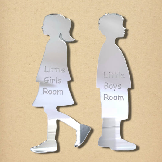 Little Boy & Little Girl Sign - Engraved - Mirrored