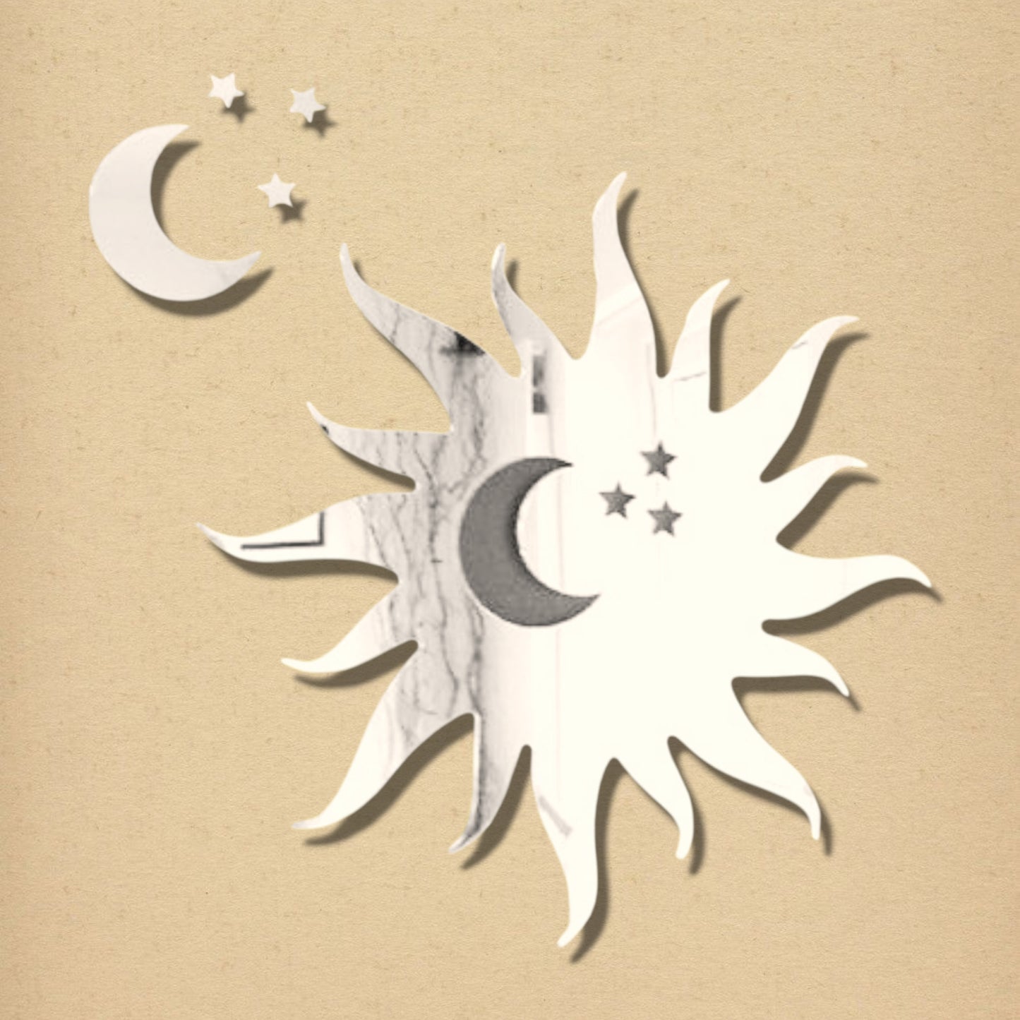 Sun with Cut-Out Moon & Stars