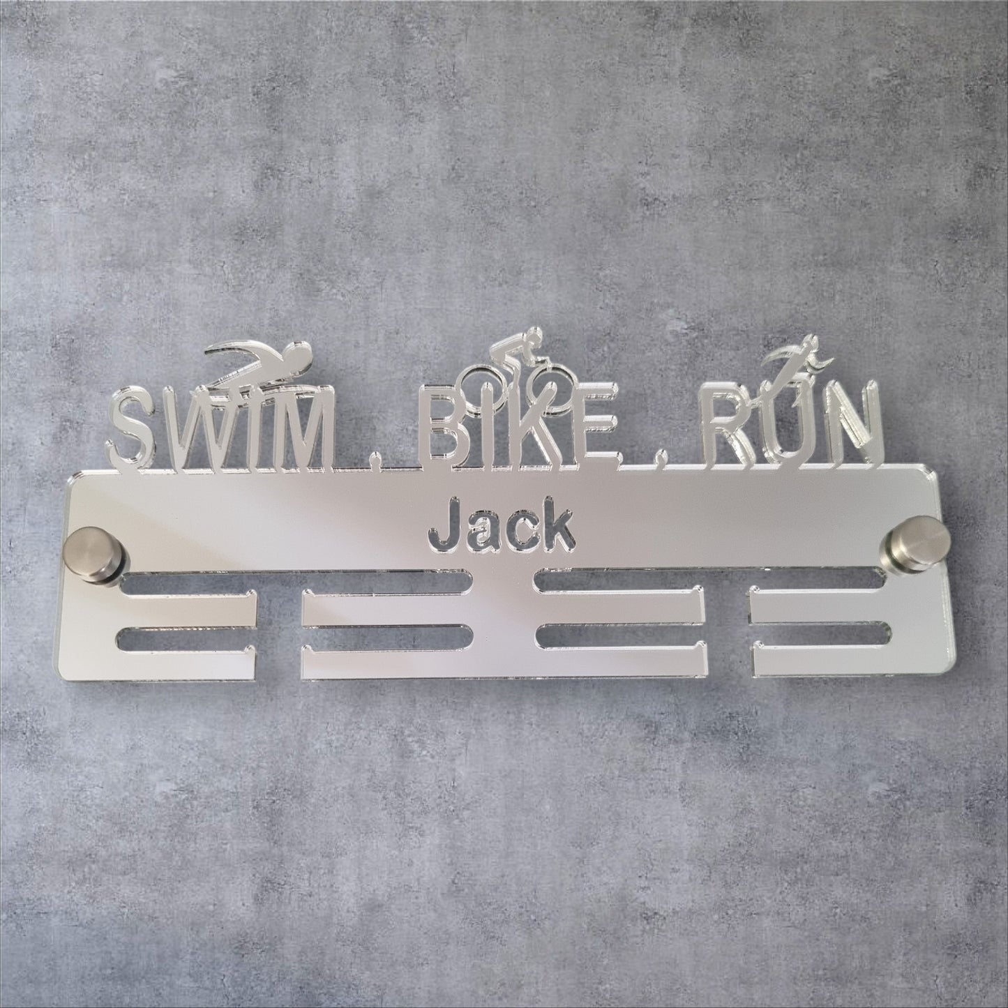 Swim, Bike, Run Medal Hanger - Mirror