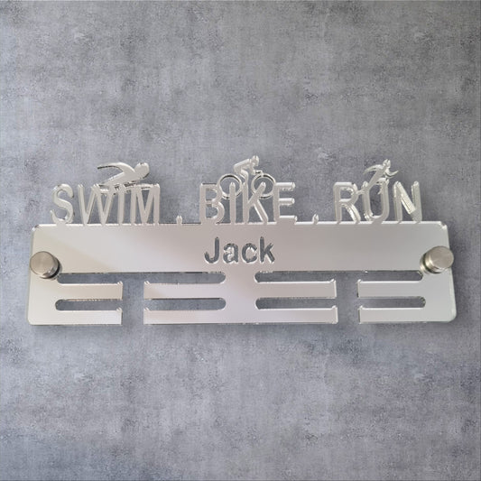 Swim, Bike, Run Medal Hanger - Mirror