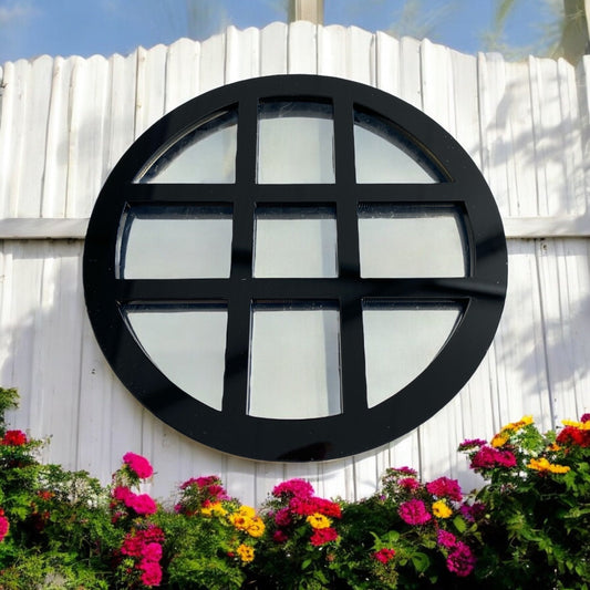 Round Crosses Framed Garden Mirror
