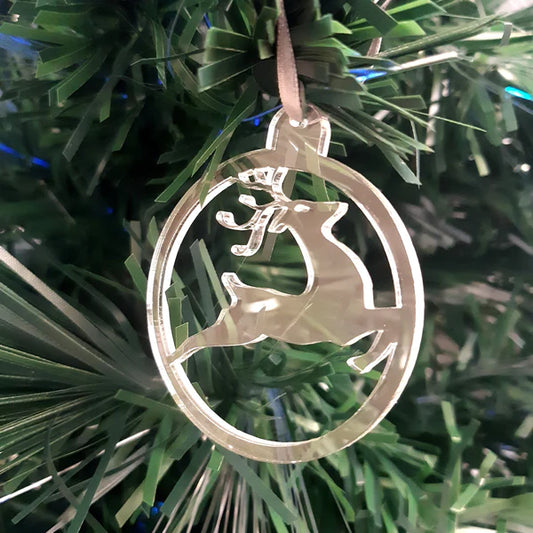 Round Reindeer Christmas Tree Decorations