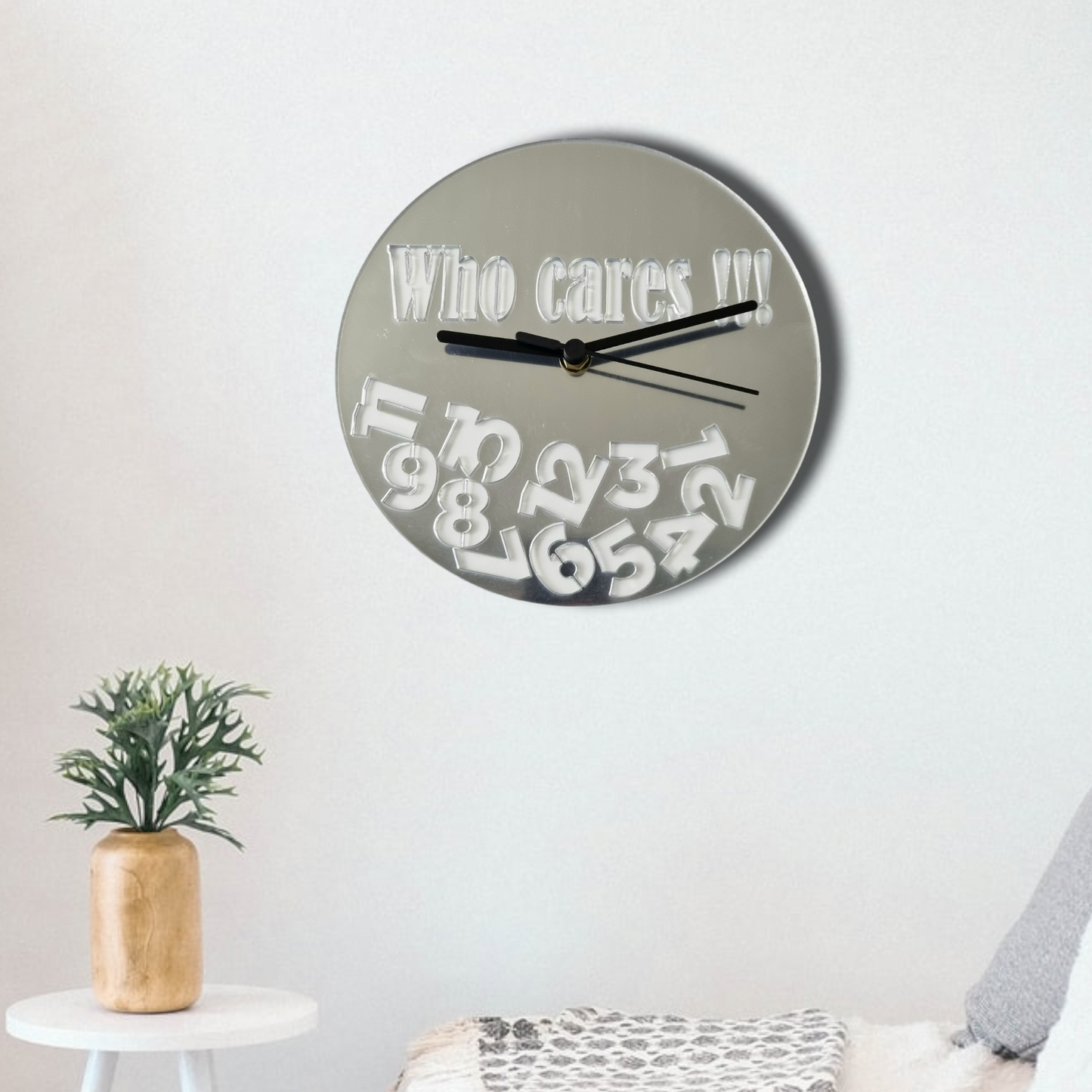 Who Cares! Round Two Colour Clock - Mirror