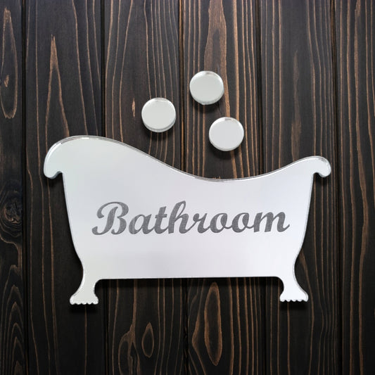 Bath & Bubbles Sign - Engraved - Mirrored