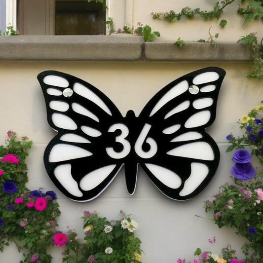 Butterfly House Number Sign