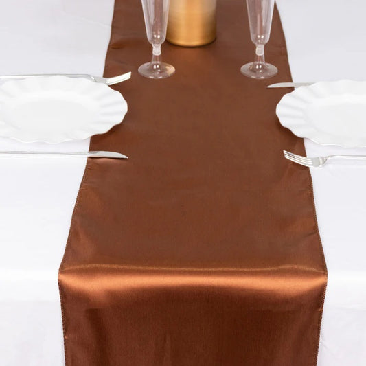 Cinnamon Brown Satin Smooth Table Runners