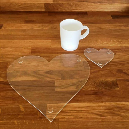 Heart Placemat and Coaster Set - Clear