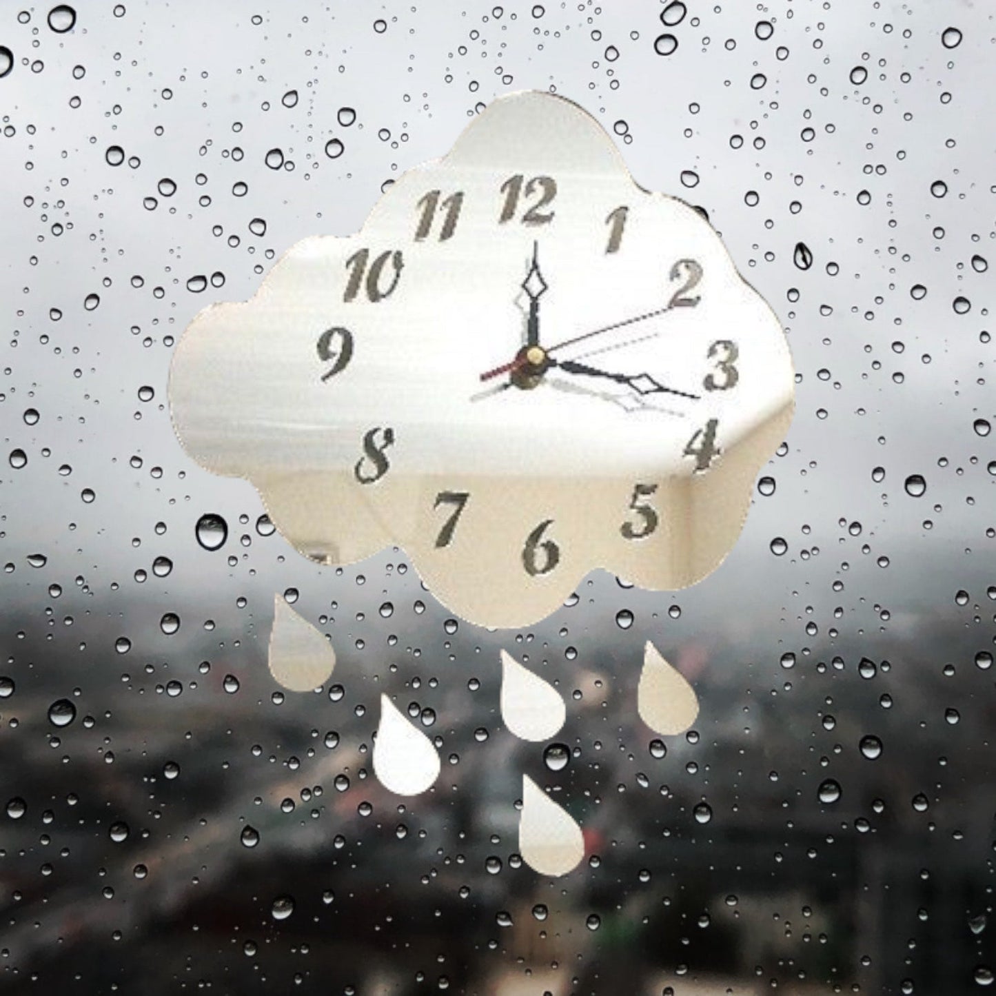 Cloud & Raindrops Clock