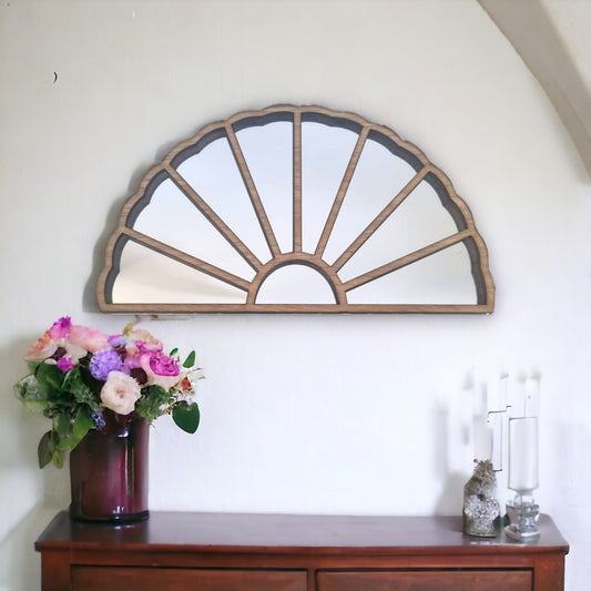 Wood Framed Fan Mirror -  Art Deco Style